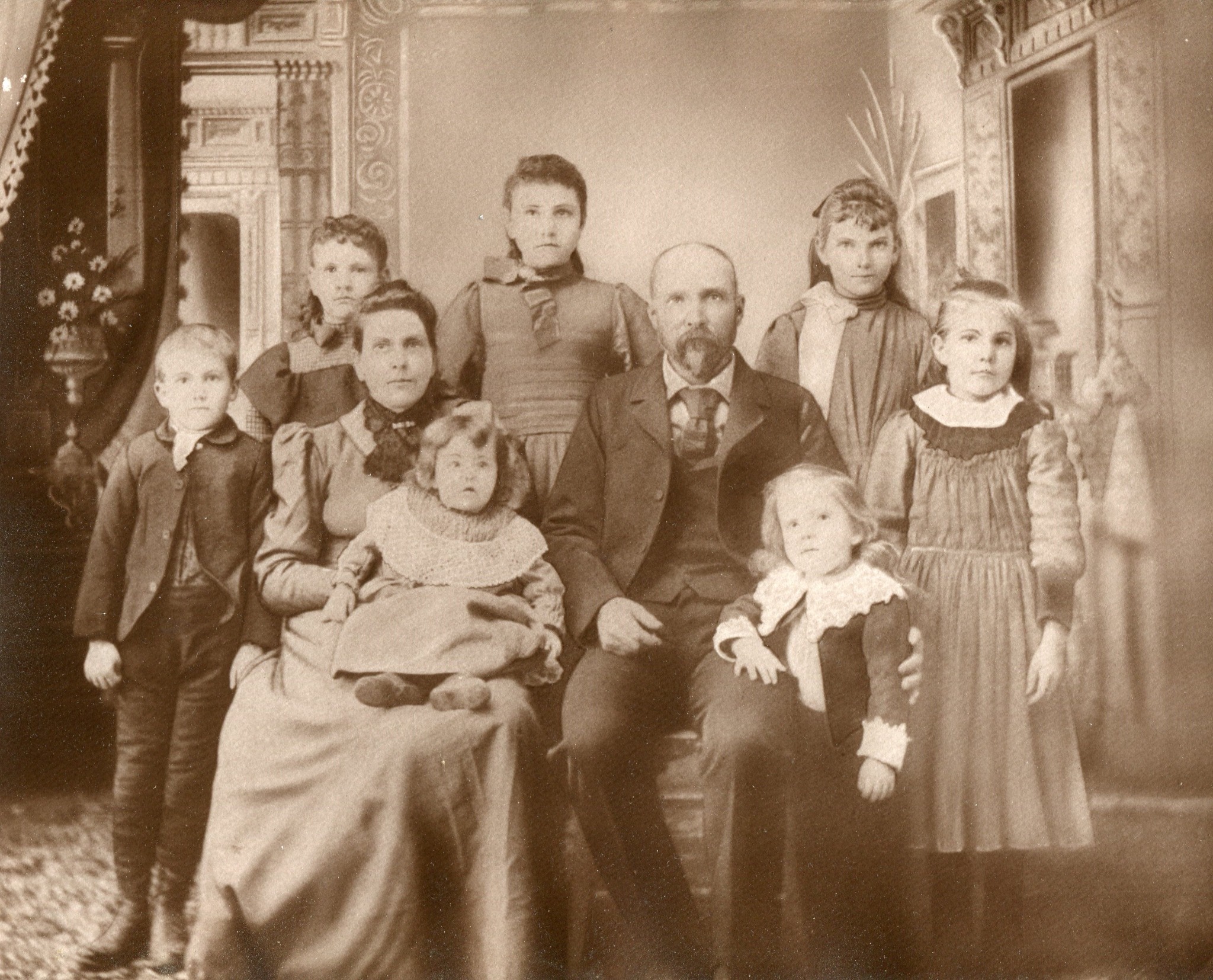 Panting family portrait with Dora at far right